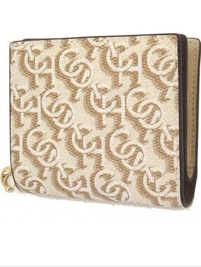 COACH Women's Snap Wallet Monogram Print (Chalk), Beige